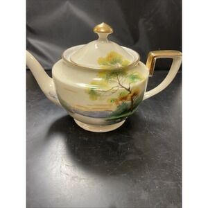 Antique Nippon Noritake Morimura Lake Lagoon Sail Boat Sailboat Teapot OOAK ❤️tb